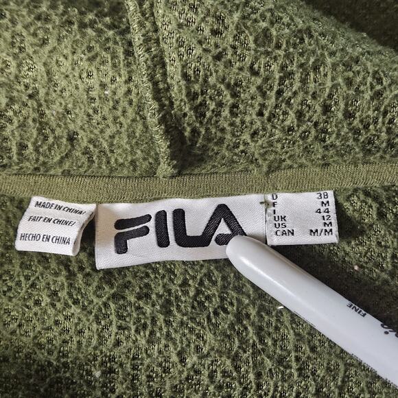 Women's FILA Green Sherpa 1/2 Zipper Pullover Hoodie Size Medium - Picture 3 of 4